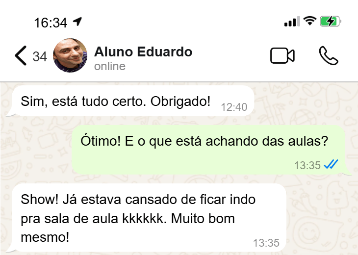 Depoimento do aluno Eduardo