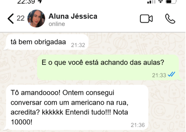 Depoimento da aluna Jéssica