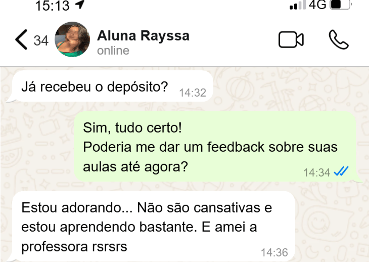 Depoimento da aluna Rayssa