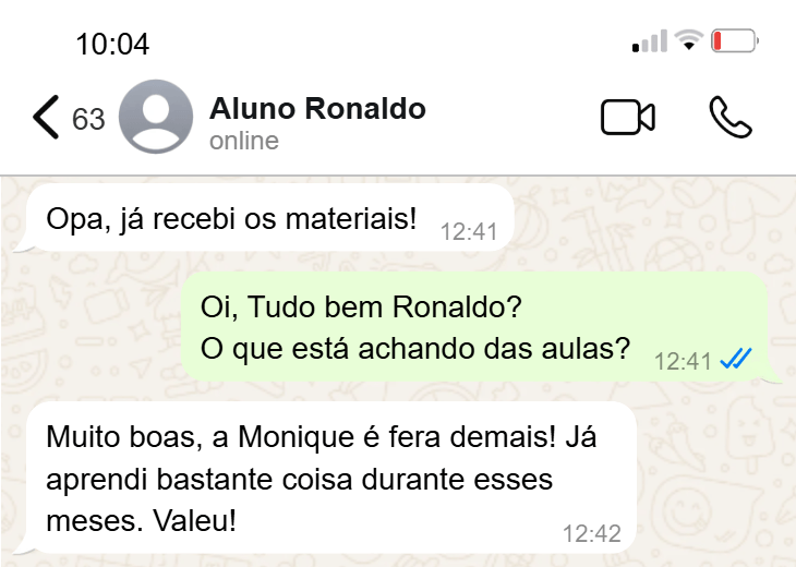 Depoimento do aluno Ronaldo